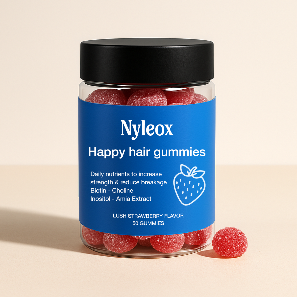 Nyleox Happy Hair Gummies (Free Bloat be Gone)