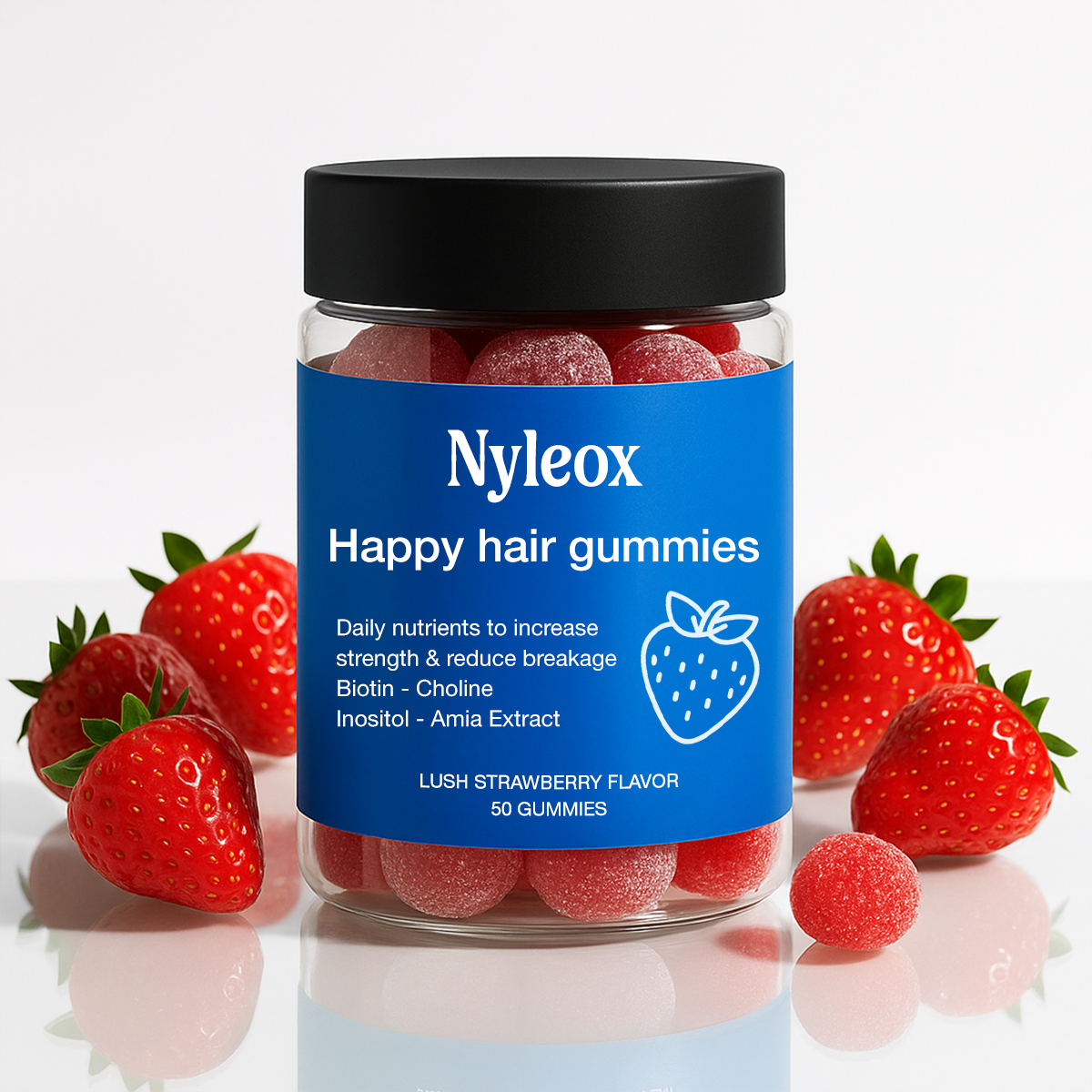 Nyleox Happy Hair Gummies (Free Bloat be Gone)